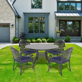 (Cushions In Random Colors)5-Piece Set Of Cast Aluminum Patio Furniture With Cushions
