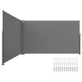 VEVOR Retractable Side Awning, 63''x 236'' Full Aluminum Rust-Proof Patio Sunshine Screen, Outdoor Privacy Divider & Wind Screen, Works for Courtyard