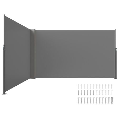 VEVOR Retractable Side Awning, 63''x 236'' Full Aluminum Rust-Proof Patio Sunshine Screen, Outdoor Privacy Divider & Wind Screen, Works for Courtyard