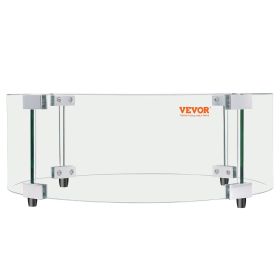 VEVOR Fire Pit Wind Guard, 29 x 8 inch Round Glass Flame Shield, 0.24-Inch Thick Fire Table Accessory, Clear Tempered Glass Flame Guard for Propane