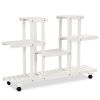 4-Tier Wood Casters Rolling Shelf Plant Stand
