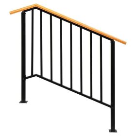 Matte Black Outdoor 3 Level Iron Handrail