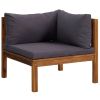 5 Piece Patio Lounge Set with Cushion Solid Acacia Wood