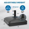 125lb Capacity Fillable Mobile Patio Umbrella Base Heavy Duty Square Market Stand for Outdoor with 4 Wheels, 2 Locks, 2 Knobs, Black