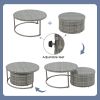 GO 9-Pieces Outdoor Half-moon Patio Sofa Set, Round Sofa Set, Modern Style Sofa, Gray Wicker, Blue Cushion