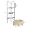 Outsunny Galvanized Raised Garden Bed, 24" x 24" x 11.75" Outdoor Planter Box with Trellis Tomato Cage and Open Bottom for Climbing Vines, Vegetables