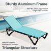 Outdoor Lounge Chair, Aluminum Plastic Patio Chaise Lounge with Side Table & 5 Position Adjustable Backrest & Wheels