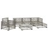 6 Piece Patio Lounge Set with Cushions Poly Rattan Gray