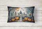 More Spooky Halloween Throw Pillow Throw Pillow for Indoor Couch Bed Outdoor Patio Washable, Skeleton 2272,12Hx16W