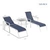 3 Pack Patio Lounge Chair, Outdoor Chaise Lounge with 5 Adjustable Backrest, Sturdy Steel Frame, Sunbathing Recliner, Beach Chair