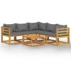6 Piece Patio Lounge Set with Cushion Solid Acacia Wood