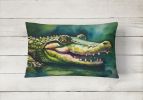 NEW Watercolor Wildlife Throw Pillow Throw Pillow for Indoor Couch Bed Outdoor Patio Washable, Alligator 2867,12Hx16W