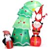 6 FT Lighted Christmas Inflatable Decoration, Inflatable Christmas Tree with Elf and Santa Claus