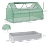 6' x 3' Galvanized Raised Garden Bed with Mini PE Greenhouse Cover, Outdoor Metal Planter Box with 2 Roll-Up Windows for Growing Flowers, Fruits