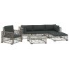 6 Piece Patio Lounge Set with Cushions Poly Rattan Gray