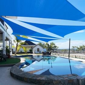 Artpuch Custom Size Sky Blue Sun Shade Sail Triangle Canopy 185 GSM Durable Fabric UV Block Awning for Outdoor Patio Garden Backyard (Customized Avail (Color: Sky blue, size: 13X20X20)