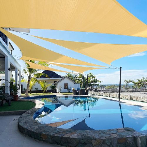 Artpuch 13'x23'x26.4'Customize Sand Sun Shade Sail Commercial Standard UV Block 185 GSM, Water and Air Permeable, Heavy Duty