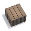 Patio Floor Tiles Pack of 11 WPC Wood-Plastic Composite Patio Deck Tiles DIY Interlocking Decking Tiles, Quick Deck Floor Tile, Court Tile