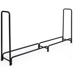 8 Feet Outdoor Steel Firewood Log Rack (Color: Black)