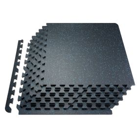 VEVOR 12 PCS 0.56" Thick Gym Floor Mats, 24"x24" EVA Foam & Rubber Top Interlocking Workout Mats with 48 sq.ft Coverage (Color: Black & Blue, blocks: 12 pcs)