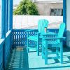 Patio Bar Stools Adirondack Arm Chairs Set of 2, All Weather Outdoor Furniture Wood-Like HDPE Deck Backyard Garden Dining Chairs